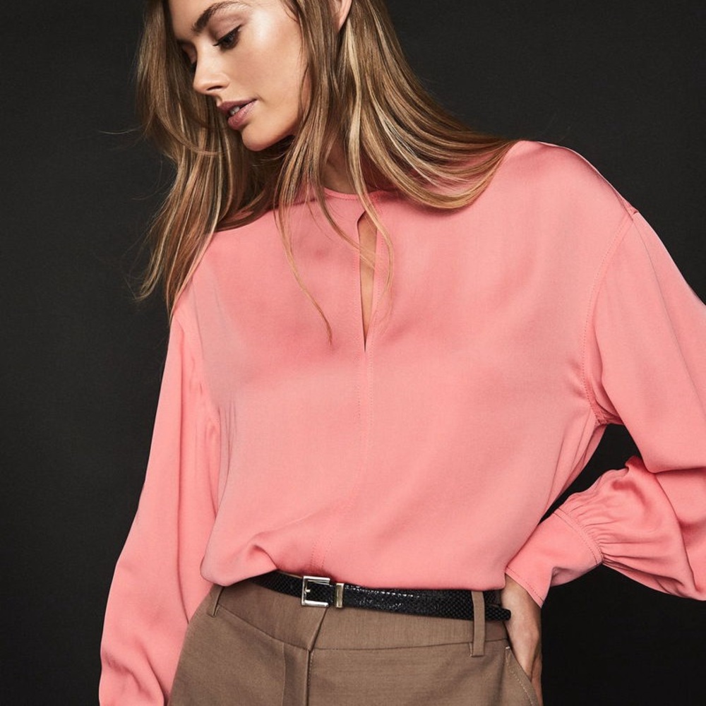 REISS Alana Keybole Detail Blouse in pink coral, size 6 (UK 10/EU 38/US 6) NWOT